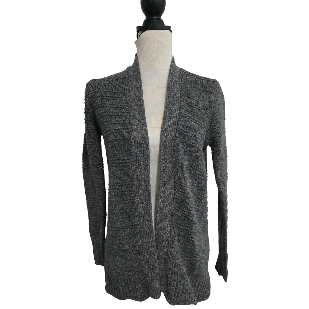 Universal Thread Womens Gray Marl Open Front Ribbed Cardigan Small Wool Mix